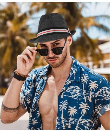 Ultrafun 3 Pack Straw Fedora Hat for Men Women - Classic Gangster Trilby Panama Sun Hat Set - Buy Online on SooperMarket.com