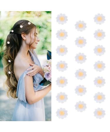 YISSION 20Pcs Mini Flower Hair Clips for Girls Women White Daisy Hair Clip Cute Hair Pins Small Hair Clips Flower Clips for Hair Wedding Hair Barrettes Bridal Hair Accessories for Girls Women