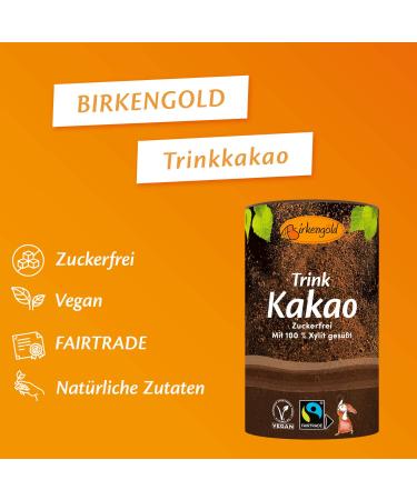 Birch Gold Drinking Cocoa 4 x 200g | Sugar-Free Vegan Hot Chocolate | Fairtrade Raw Cocoa with Xylitol | 40% De-Oiled Cocoa Powder - Buy Online on SooperMarket.com