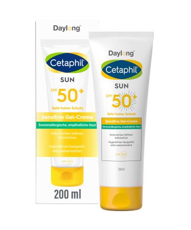 Cetaphil Sun sensitive gel cream SPF 50+ 200ml sunscreen for sensitive sun allergy and mallorca-aca tending skin extra light fat-free sun protection free of perfume & emulsifier 200 ml (1 Pack) Cetaphil Sun 50+ Sens gel