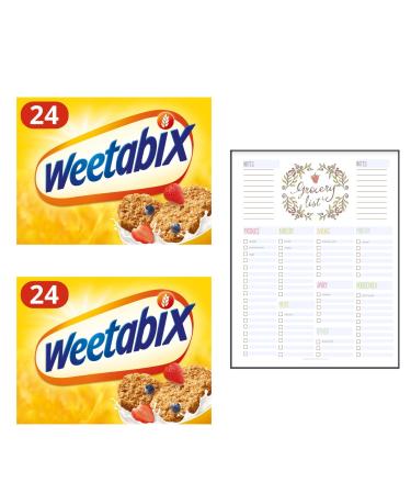 Wholegrain Wheat Biscuits Bundle which Contains Weetabix Cereal 24 Per Pack - Pack of 2 with Grocery List Card