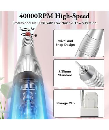 Aedcbaide Electric Nail File Nail Drill Set Professional 40000RPM Nail Files Kit Adjustable Speed LCD Display Manicure Pedicure Polishing for Acrylic Nails and Gel Nails 7 Drills & 6 Sanding Belts - Buy Online on SooperMarket.com