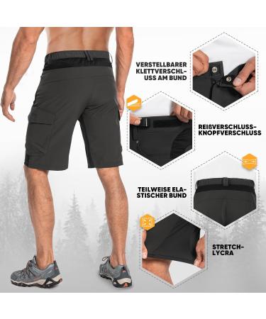 Cycorld Men's Short Trousers | Quick Drying Stretch Cargo Shorts | 6-Pocket Hiking & Trekking Bermuda Pants - Black - Buy Online on SooperMarket.com