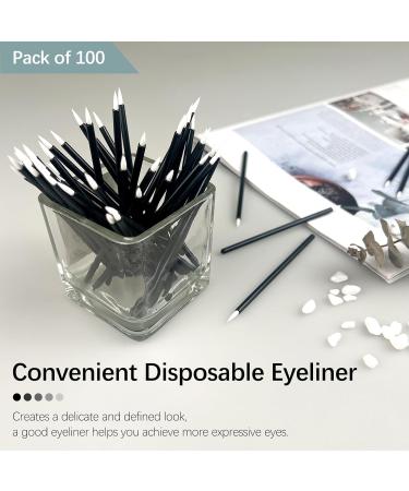 100PCS Black Disposable Eyeliner Brushes - Ideal for Eyeliners Lip Liners Eye Makeup & Detail Painting | International Shipping Available - Buy Online on SooperMarket.com