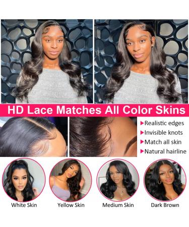 Ainmeys 26 Inch Brazilian Body Wave HD Transparent Lace Front Wig | 9A Unprocessed Virgin Human Hair | 180% Density Deep Part | Pre Plucked Natural Black | for Black Women - Buy Online on SooperMarket.com