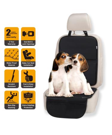 Premium Quality Car Seat Protector for Child Seats - Protects Car Upholstery from Child Seats Dirt and Stains - Universal Size - Thick Material - Non-Slip Backing - Mesh Pockets - Easy Cleaning.