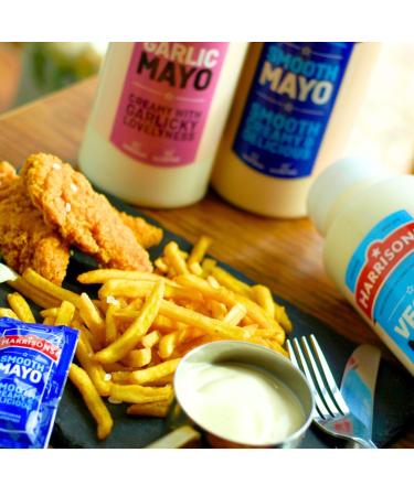 Harrisons Garlic Mayonnaise Sauce and Smooth Mayo Bottles Pack of 2 Vegetarian Sauces 1 Litre Each-No Artificial Colour and Flavour - Made in UK