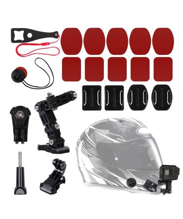 Quotre camera helmet bracket accessories kit motorcycle helmet action cameras chin swivel 3-way drain warehouse rotational assembly kit helmet rack set extension arm compatible with Insta 360 GoPro Hero