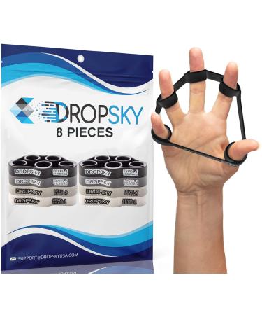 Finger Strengthener Hand Resistance Bands 8pcs, Finger Exerciser Grip Strength Trainer Hand Stretcher, Muscle Exercisers Improve Grips Performance (4 Levels 6.6lb, 8.8lb, 11lb, 13.2lb)