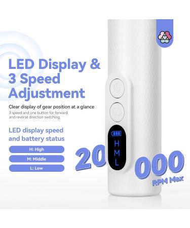 SAVILAND Electric Nail File 2024 - Portable White Nail Drill PRO with 12 Bits | Fast Nail Art Removal & Perfect Gift for Nail Lovers - Buy Online on SooperMarket.com
