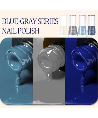 4 Pieces Blue Nail Polish Set - Quick Drying & Long-Lasting Blue Beige Grey Nail Polish - Non-Toxic Water-based Nail Polish - No UV Nail Polish for DIY Nail Art Manicure at Home (4 Pieces Blue Set) - Buy Online on SooperMarket.com