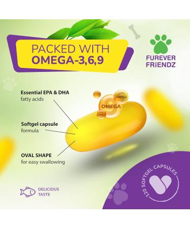 Fish Oil Omega Supplements for Dogs and Cats - 120 Softgels for Pets - Great for Itchy Dry Skin Allergies & Dandruff Furever Friendz - Buy Online on SooperMarket.com