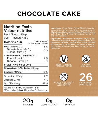 Revolution Nutrition Vegan Smart Vegan Protein Powder Dairy Free Plant Based Sugar Free Soy Free BCAAs Keto Friendly For Men & Women 20g Of Protein Per Scoop 908g 26 Servings (Chocolate Cake 2 Pound) Chocolate Cake 26 Servings (Pack of 1) - Buy Online on SooperMarket.com