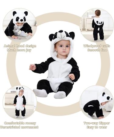 COOKY.D Baby Hooded Rompers | Infant Winter Flannel Jumpsuit | 18-24 Months | Panda Design - Buy Online on SooperMarket.com