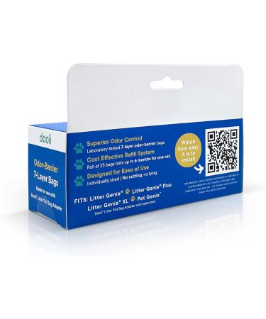 Cat Litter Pail Bag Refills Fits Litter Genie Fits Litter Genie Plus Fits Litter Genie XL Fits LItter Genie XXL For Use with Dooli Cat Litter Pail Adapter Roll of 25 Bags - Buy Online on SooperMarket.com