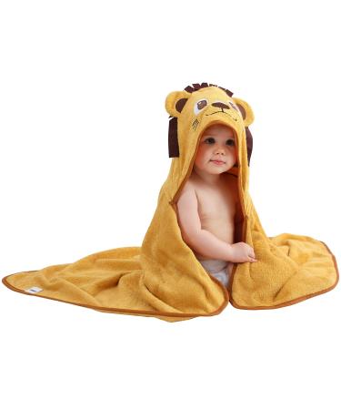 COOKY.D Bamboo Hooded Baby Bath Towel Toddler Wearable Blanket Boy Girl Large Size Animal Bathrobe Lion 75x100cm