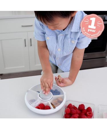 GoBe Kids Snack Spinner Bundle - Reusable 5 Compartment Dispenser with Hand Strap and Sticker Sheet in Macaron Blue | BPA & PVC Free, Dishwasher Safe - Buy Online on SooperMarket.com