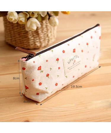 Linen Pencil Case & Cosmetic Bag in Pink - Stylish Durable and Perfect for International Shipping - Buy Online on SooperMarket.com