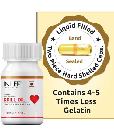 IN.LIFE Krill Oil (Superba Phospholipid Omega 3 with Astaxanthin 500 mg - 30 Capsules (Pack of 1) - Buy Online on SooperMarket.com