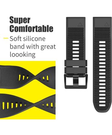 ANCOOL 22mm Soft Silicone Watch Band Replacement for Garmin Fenix 5/6/7 - Easy Fit, Black - Buy Online on SooperMarket.com