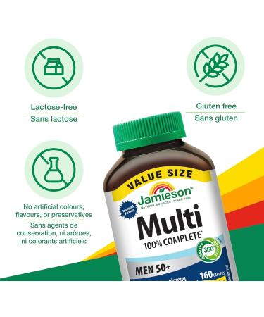 Jamieson 100% Complete Multivitamin for Adult Men 50+ Value Size with Siberian Ginseng Lutein & Magnesium 160 count (Pack of 1) - Buy Online on SooperMarket.com