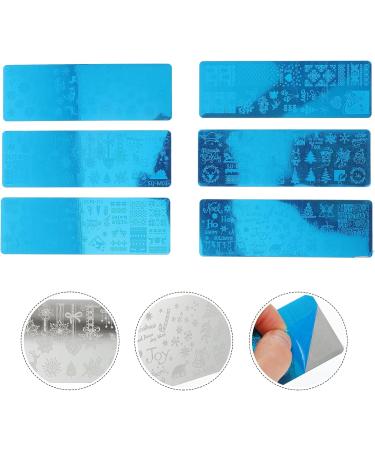 Christmas Nail Art Stamping Plates - 6-Piece Santa Reindeer & Snowflake DIY Manicure Templates for Winter Vacation - Buy Online on SooperMarket.com