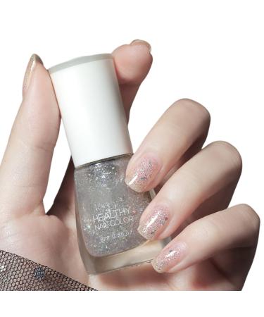 TBeautfave Clear Glitter Nail Polish Peel off Nail Polish Quick Dry & Long Lasting Nail Polish Breathable Natural Nail Varnish Healthy Water Based Non-toxic Nail Art DIY at Home 38FlashGold