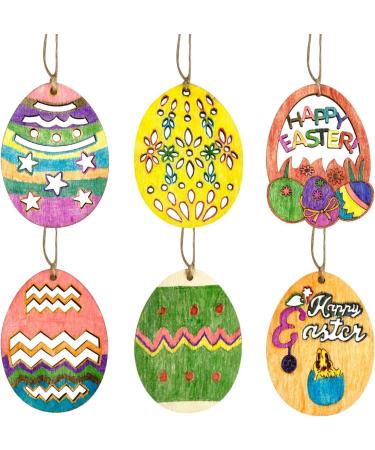 Anditoy 30 PCS Easter Wooden Hanging Ornaments | Unfinished Wood Slices Eggs | DIY Easter Crafts for Kids | Easter Decorations & Party Supplies - Buy Online on SooperMarket.com