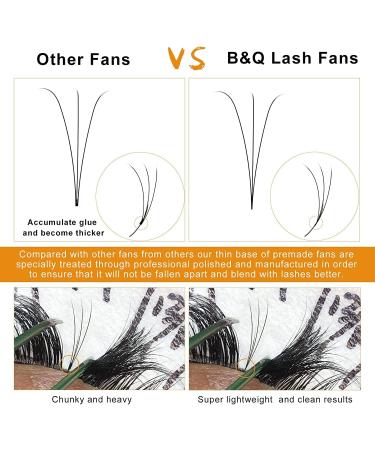 B&Q LASH 3D-C 0.07 15mm Short Stem Pre Made Fan Eyelash Extensions - Russian Volume Lashes 3D 5D 7D - Premade Fans Eyelash Extension - Buy Online on SooperMarket.com