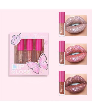 YUECI Glitter Lipstick Set - Diamond Shiny Waterproof Lip Gloss Long-Lasting Moisturizing 3-Color Metallic Texture (1g) - International Shipping Available - Buy Online on SooperMarket.com