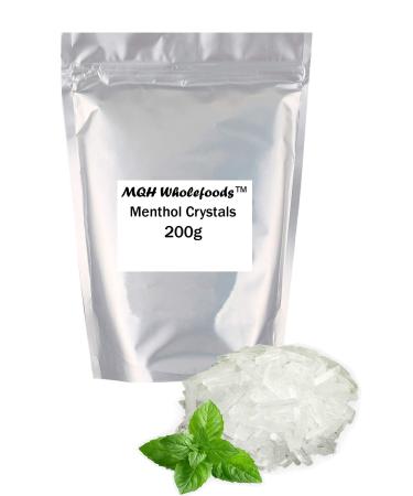 Natural Menthol Crystals Congestion Blocked Nose Relief Cold Flu Aromatherapy Premium Grade Quality! (200g) 200 g (Pack of 1)