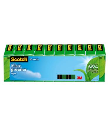 Scotch Magic Greener Tape  10 Rolls  Numerous Applications  Invisible  Engineered for Repairing  3/4 x 900 Inches  Boxed (812-10P)