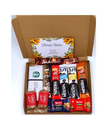 Instant Coffee Gift Box | 6 Variety Coffee Flavours | Mocha Cappuccino Latte Vanilla Caramel 3 in 1 Coffee Fantastic Letterbox gifts for Coffee Lovers| Biscuits Wafers | All Occasion| Birthday