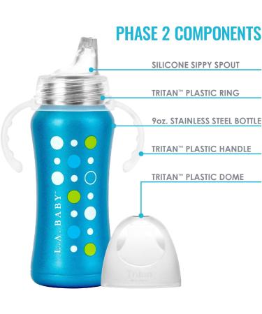 9oz Insulated Stainless Steel Sippy Cup for Toddlers | Leak-free, Non-toxic, Medical Grade Silicone | Blue Sapphire - Buy Online on SooperMarket.com
