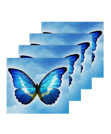 SUABO Soft Cotton Bath Washcloths Butterfly Blue Sky Fingertip Towel Face Cloths Absorbent Wash Cloths Quick Drying Bath Towel for Bathroom Spa Gym Kitchen Set 2