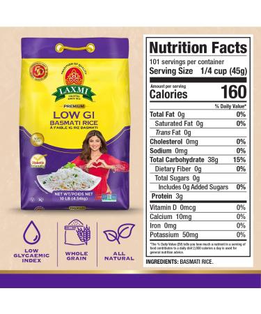 Laxmi Diabetic Friendly Basmati Rice - Low G.I. Index Value - 10lb - Buy Online on SooperMarket.com