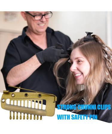 4 Gold Hair Extension Clamps - Metal Wig Clinging Snap Wing Brackets with 10 Teeth for Women's Hair Extensions - Buy Online on SooperMarket.com