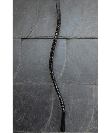 Buy Happiness Hinge Headring Horse Swing 'Black Beauty' - Hand-Sewn Matt Black with Large Glitter Stones | Dark Brown Pony Leather - Buy Online on SooperMarket.com