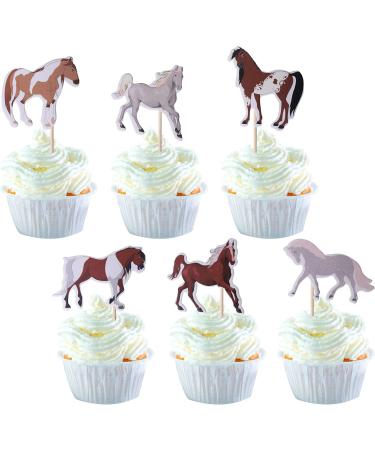 36-Piece Horse Cupcake Topper Set | Wild Animal Birthday Decorations | Muffin & Cake Decor for Baby Showers & Birthdays - Buy Online on SooperMarket.com