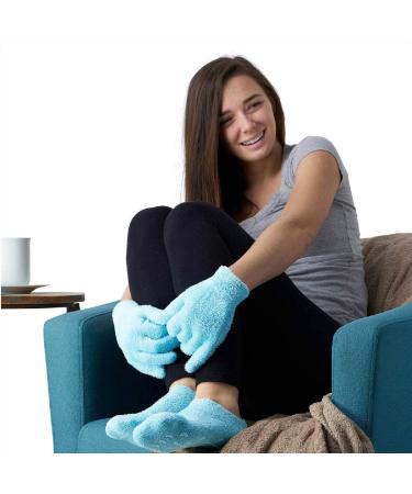 NatraCure Moisturizing Gel Socks - Hydrates Dry Feet, Heels, Calluses, Cuticles - Aqua - Buy Online on SooperMarket.com