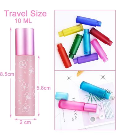 Alledomain 6Pcs 10ml Essential Oil Roller Bottles Refillable Empty Colorful Printed Frosted Glass Roll on Bottles Clear Roll Bottles with Stainless Steel Roller Balls Include 1 Dropper & Opener - Buy Online on SooperMarket.com