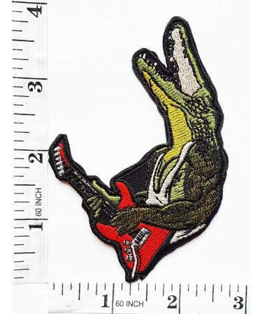Crocodile Rock Red Guitar Punk Patch for DIY Clothing - Iron On/Sew On Applique - Buy Online on SooperMarket.com