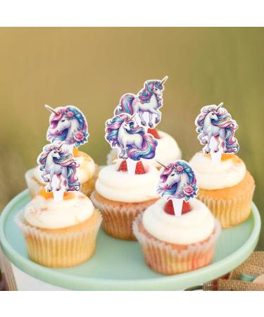 Cyodoos 24PCS Unicorn Cupcake Toppers Unicorn Theme Birthday Party Cute Decorating Supplies for Boy Girl Birthday Party Baby Shower Party Supplies Decoration (two-sided) Color - Buy Online on SooperMarket.com
