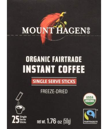 Mount Hagen Organic Fairtrade Instant Coffee 25 Single Serve Sticks 1.76 oz (50 g)