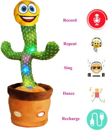 Happy Cactus Plush Toy - Talking, Singing & Dancing Interactive Buddy - USB Rechargeable - Christmas and Home Decoration Piece - Buy Online on SooperMarket.com
