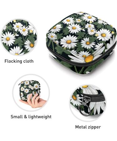 Daisies Green Leaf Sanitary Napkin Storage Bag | Menstrual Cup Pouch | Nursing Pad Holder | Portable Period Bag for Women & Teen Girls - 1Pcs, Multi-colored - Buy Online on SooperMarket.com