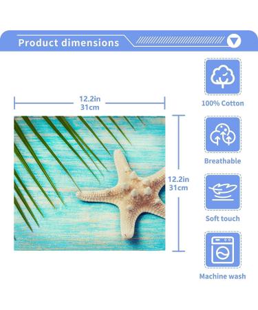 SUABO Soft Cotton Bath Washcloths Set | Starfish Palm Tree Design | Absorbent & Quick Drying | 6-Pack - Buy Online on SooperMarket.com