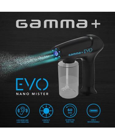 Gamma+ Nano Atomization Evo Nano Mister Spray System Rechargeable USB TYPE-C High Liquid Capacity 340 ml 90 Minutes Cordless Running Time For Hair skin and Surfaces Black - Buy Online on SooperMarket.com