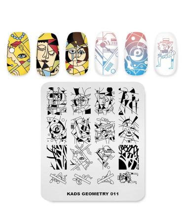 Alexnailart Nail Stamping Plate Creative Geometric Theme Image Design Templates Abstract Painting Geometry Multi-Pattern C ladders Manicure DIY Nail Art Print Tools GE011