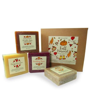 Pumpkin Spice Cranberry Oatmeal And Orange Cinnamon Scented Handmade Bath Soap Set 4 Full Sized 5.0 oz Each Saponified Olive Oil Base With Organic Shea Butter